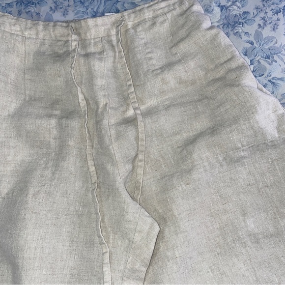 Vintage High Waisted Linen Capri Eyelet Cropped Pants Wide Leg Drawstring Small - Picture 5 of 7